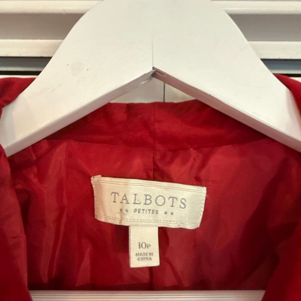 Talbots Red Velvet Three Button Blazer Size 10p - image 4